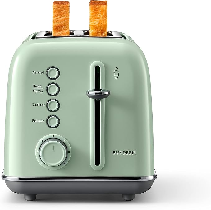 BUYDEEM DT620 2-Slice Toaster, Extra Wide Slots, Retro Stainless Steel by BUYDEEM