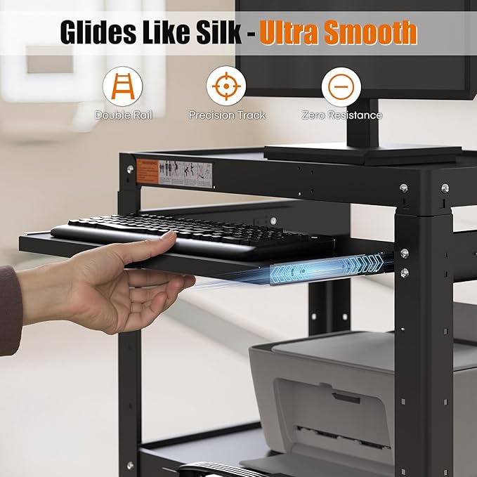 AV Presentation Cart Stand for Video Projector, Laptop Computers, Metal - Image 4