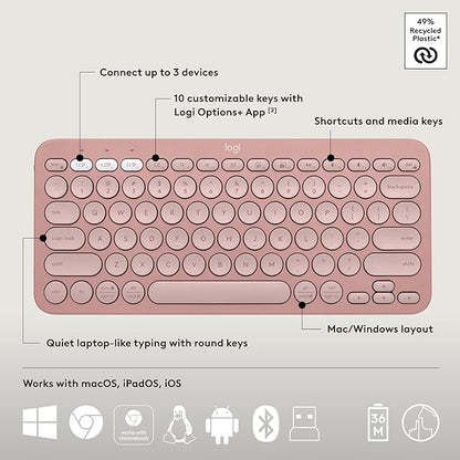Logitech Pebble 2 Combo, Wireless Keyboard and Mouse, Quiet and Portable - Image 6