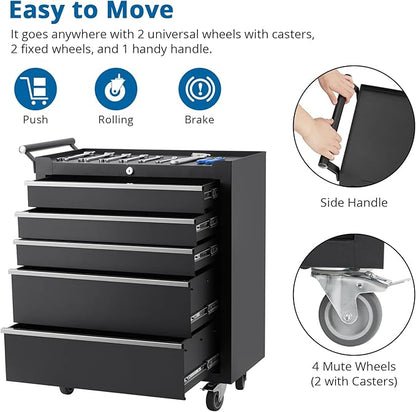 IDEALHOUSE Rolling Tool Chest, 5 Drawers Tool Storage Cabinet, Toolbox - Image 7