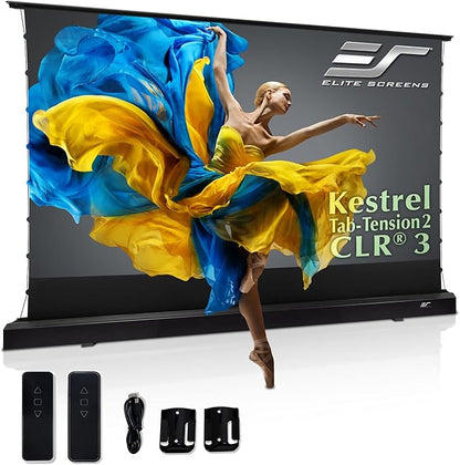 Elite Screens Kestrel Tab-Tension 2 CLR3, Ultra-Short Throw Ceiling Ambient by EliteScreensInc