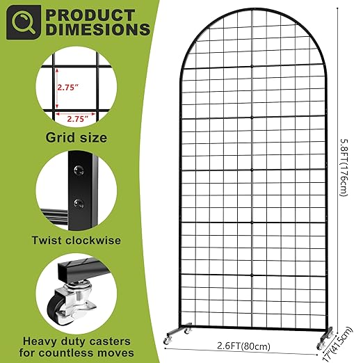 VGMiu Grid Wall Panel 1PCS Display Stand 2.6' x 5.8' FT Black Grid Wall Panels - Image 2