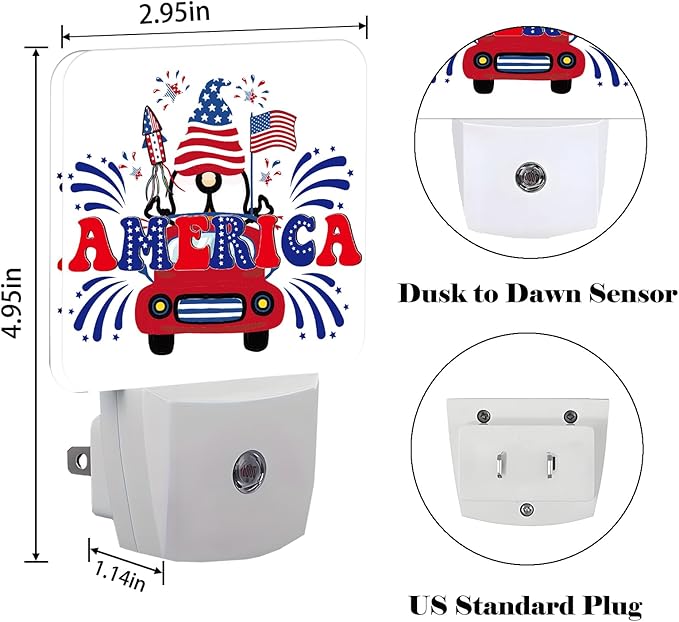 FSHVQKD Happy Independence Day Night Light, Plug Into Wall - Image 2