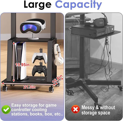 Rolling TV Stand on Wheels for 23-60Inch Flat/Curved Screen TVs, Tilt Mobile TV - Image 3