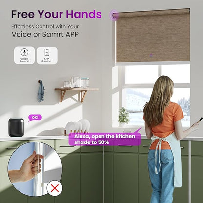 Astomi Motorized Roller Shades for Windows, Smart Blinds, Voice Control - Image 2