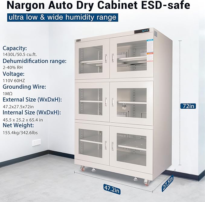 NARGON 2-40% RH 1430L Electronic Dry Cabinet, ESD Desiccator Cabinet - Image 2