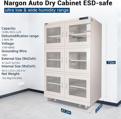 NARGON 2-40% RH 1430L Electronic Dry Cabinet, ESD Desiccator Cabinet - Image 2