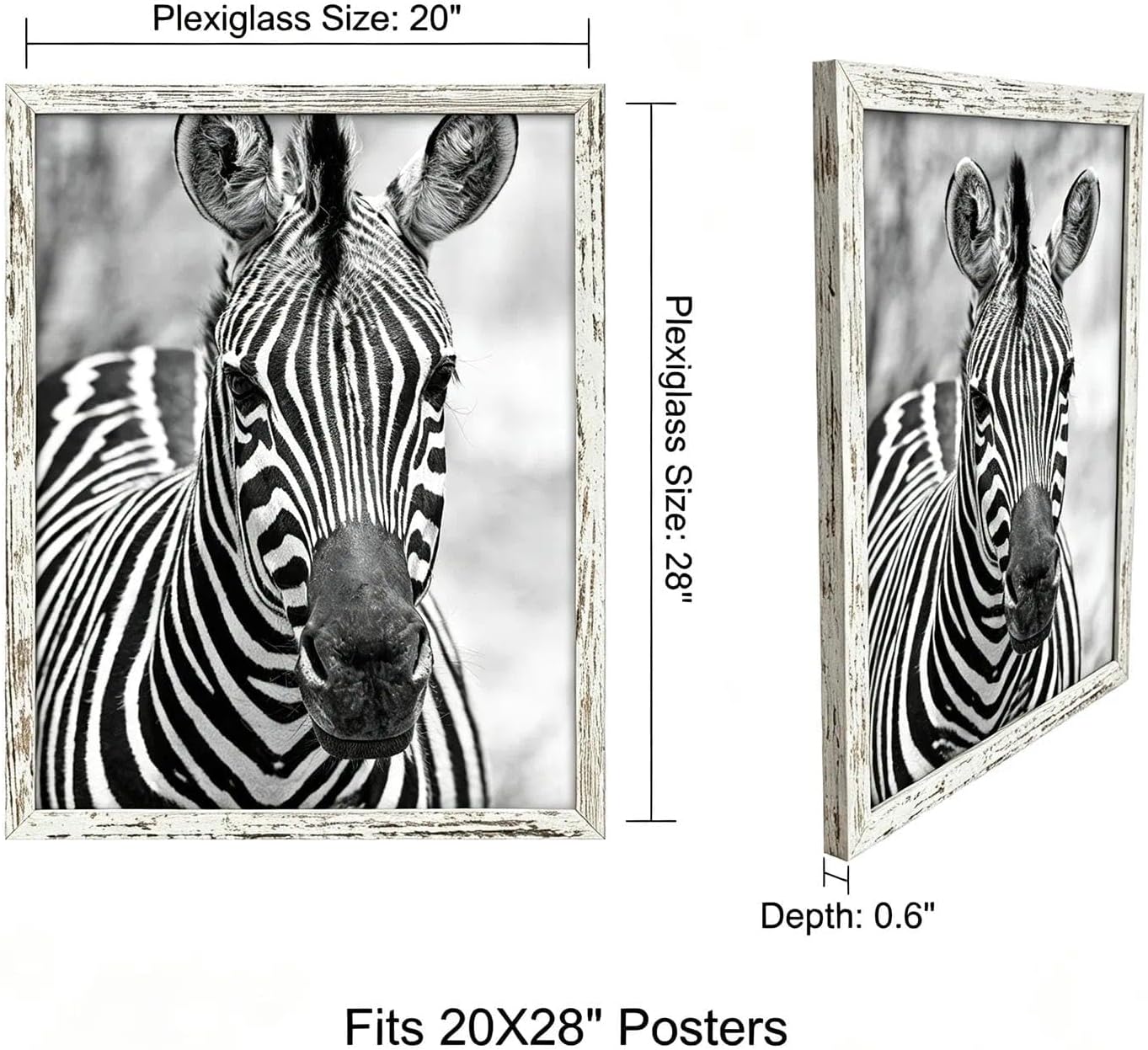 20x28 Poster Frame,Distressed,Engineered Wood with Polished Plexiglass | Large Wide Picture Frames for Vertical or Horizontal Wall Display,Fits Photos,Art Prints,FSC Certified Eco-Friendly,2 Pack