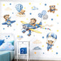 decalmile Airplane with Animals Bear Hot Air Balloon Wall Decals Stickers