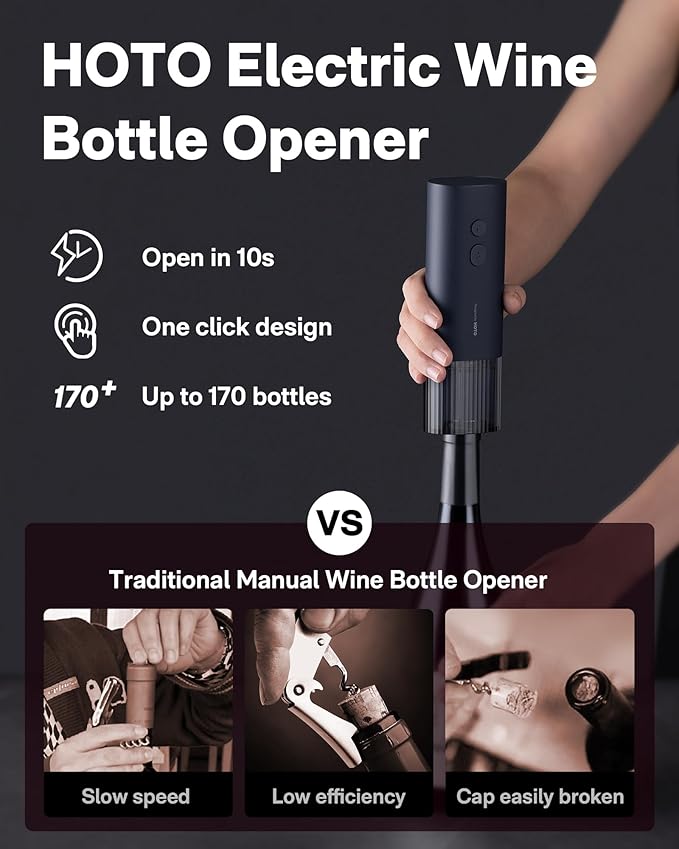 HOTO Electric Wine Opener, Automatic Bottle Opener - Image 4