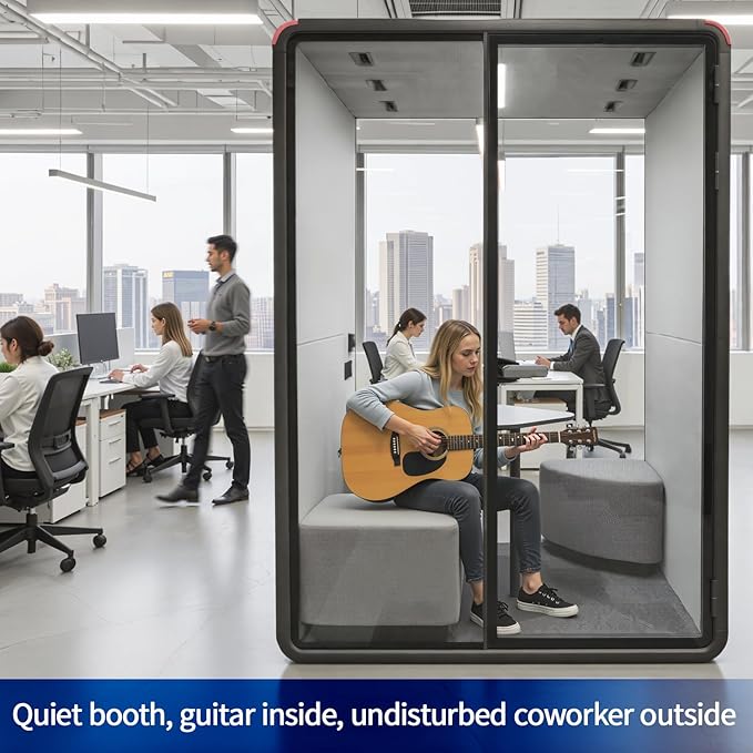 Soundproof Office Pod Booth Black, - Image 5