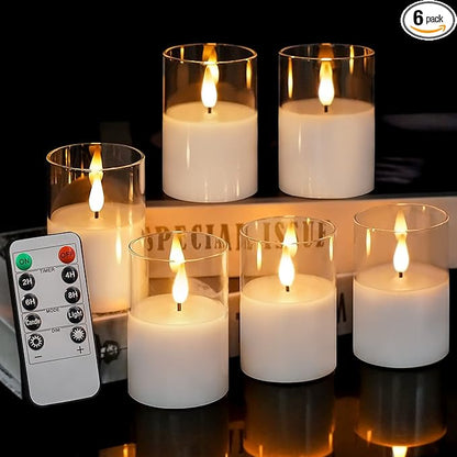 6Pack Glass Flickering Flameless Candles by VIODAIM