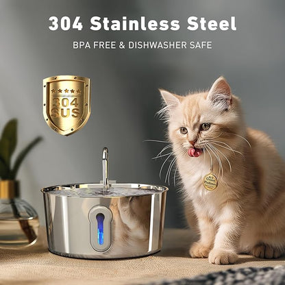 Cat Water Fountain, 4.0L/135oz Automatic Pet Fountain Stainless Steel Large Dog - Image 2