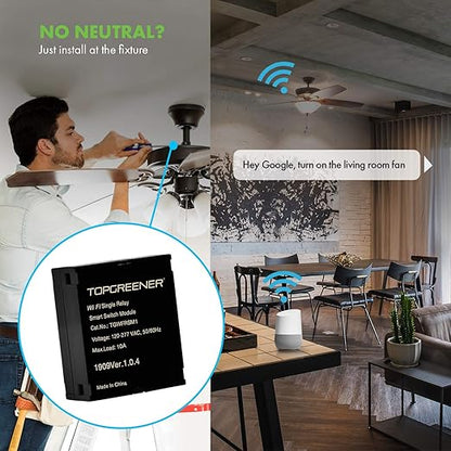 TOPGREENER Wi-Fi Relay Module, Hidden Smart Switch - Image 4