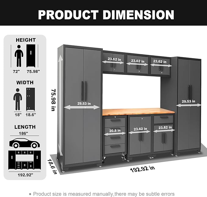Torin Garage Cabinets Storage System, 9 Piece Included Steel Drawers Rolling - Image 3