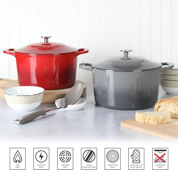 MARTHA STEWART Gatwick 7-Quart Enamel Cast Iron Dutch Oven – Classic Grey – - Image 5