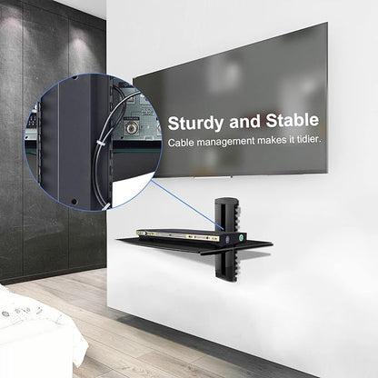 suptek Glass Floating Shelf, 1 Tier Media Shelf - Image 9