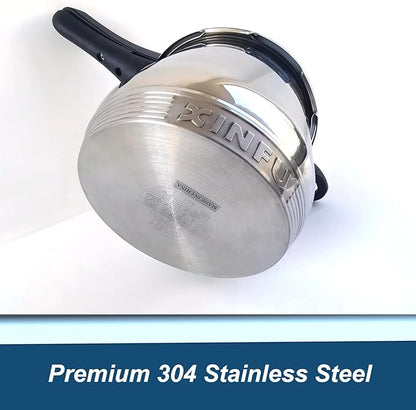 XINFU Heavy Duty 304 Stainless Steel Pressure Cooker 6.3 Quart, Serves 4-6 - Image 2