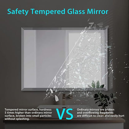 Beveled Mirror, Rectangular Beveled Edge Bathroom Vanity Mirror, Upgraded - Image 5