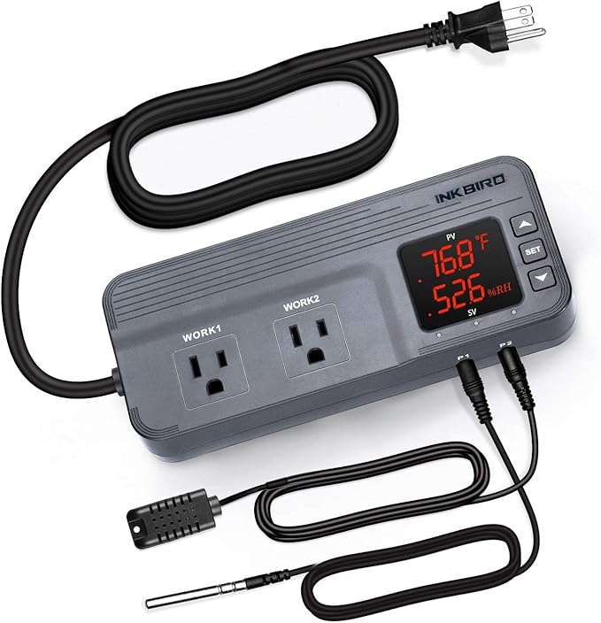 Inkbird Temperature and Humidity Controller ITC-608T Pre-Wired Dual Stage by Inkbird