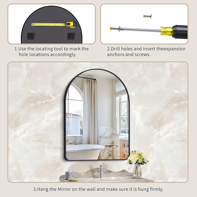 GLASHOM 30"x40" Black Arched Mirrors - Image 7