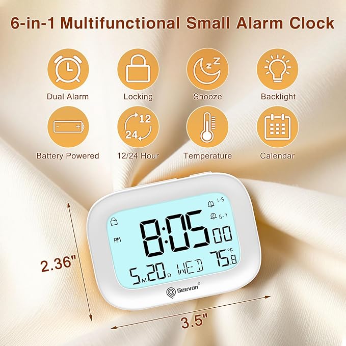 Geevon Small Travel Alarm Clock, Digital Alarm Clocks - Image 2