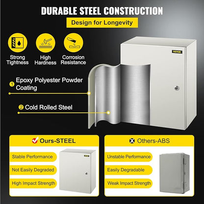 VEVOR NEMA Steel Enclosure, IP66 Waterproof & Dustproof, Outdoor/Indoor - Image 3