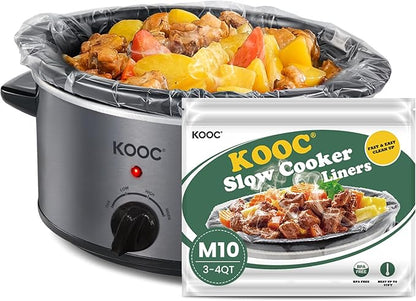 KOOC Slow Cooker Liners 11"x17" 10 count Middle Size Disposable Plastic Bags by KOOC