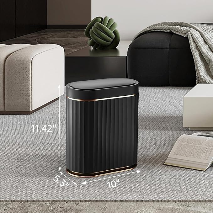 ELPHECO Black Bathroom Trash Can - Image 2