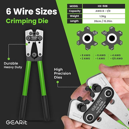 GEARit 4 Gauge CCA Ground Wire All-in-One Kit: Crimping Tool, 15 Lugs, and 20 - Image 3