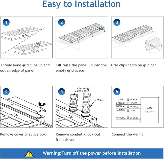 CycevSun 8 Pack 1x4 LED Flat Panel Light Drop Ceiling, 0-10V Dimmable - Image 9
