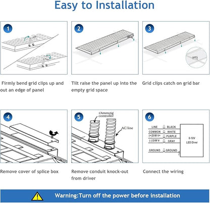 CycevSun 8 Pack 1x4 LED Flat Panel Light Drop Ceiling, 0-10V Dimmable - Image 9