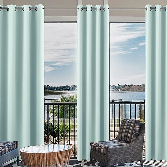 Aqua Curtains 96 Inches Long for Bedroom Beach Room Decor 2 Panel Set Cooling - Image 3