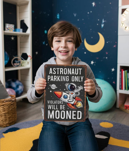 Astronaut Parking Sign - Funny Space Room Decor for Boys, Outer Space Gift