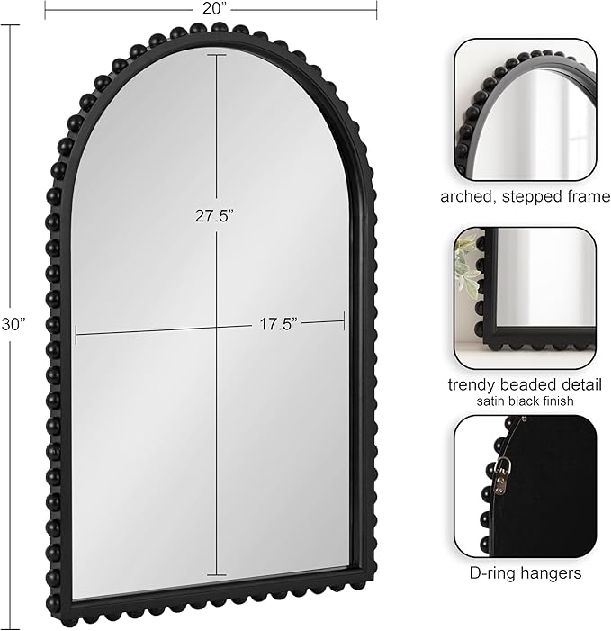Kate and Laurel Beadbrook Modern Beaded Arched Mirror - Image 2