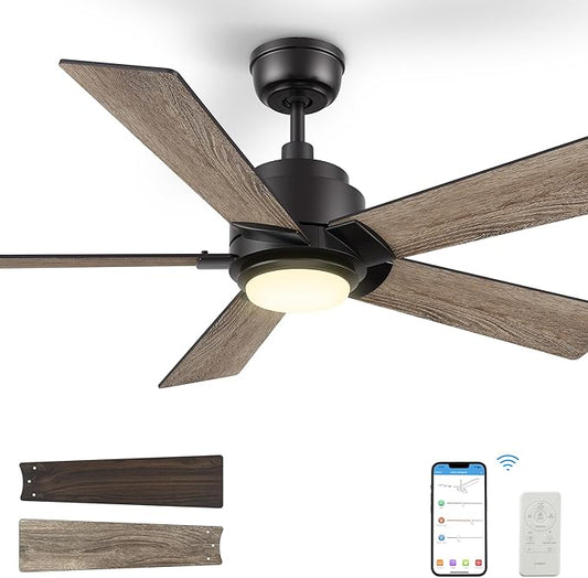 SMAAIR Smart Ceiling Fan with Light, 48inch Indoor and Outdoor ceiling fan with by SMAAIR