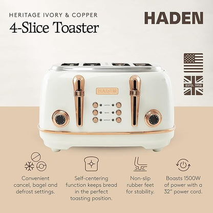 Haden Heritage 4 Slice Wide Slot Stainless Steel Toaster - Image 2