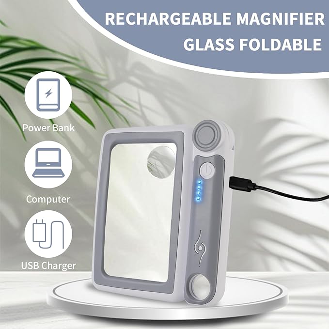 Magnifying Glass with Light, 3 Light Modes Folding Lighted Magnifying Glass - Image 4