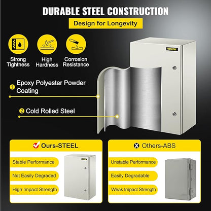 VEVOR NEMA Steel Enclosure, IP66 Waterproof & Dustproof, Outdoor/Indoor - Image 3