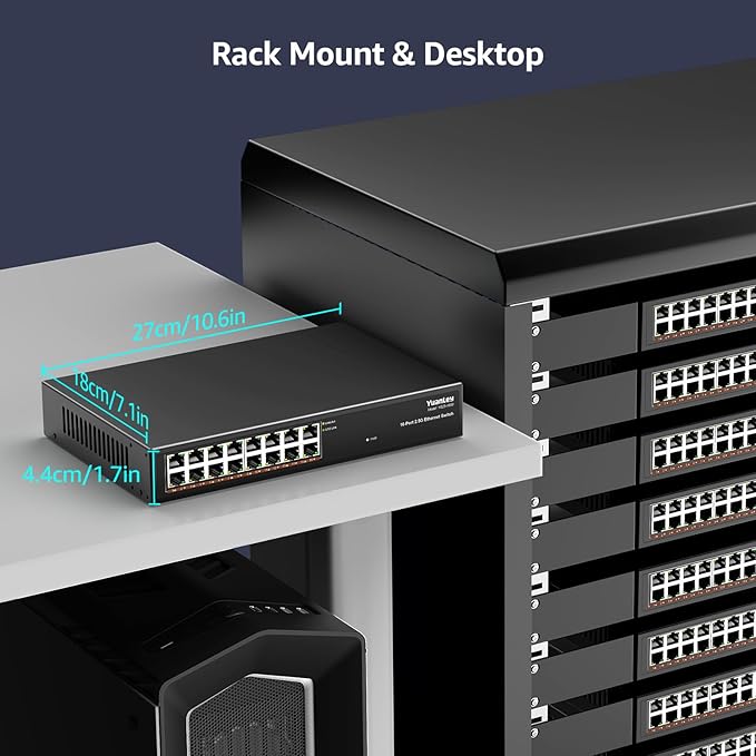 YuanLey 16 Port 2.5GB Unmanaged Ethernet Switch, 16 x 2.5G Base-T Ports - Image 5