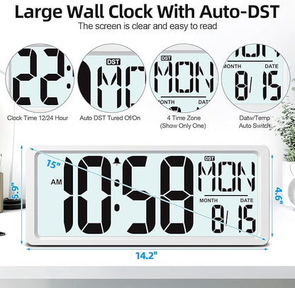 XREXS Large Digital Wall Clock Battery Operated - Image 5