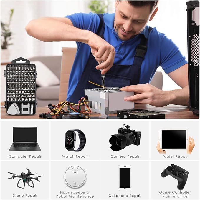 Precision Screwdriver Set, SHARDEN 122 in 1 Electronics Magnetic Repair Tool Kit - Image 7