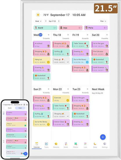 Smart Digital Calendar: 21.5-Inch Electronic Wall Calendars & Chore Chart by LiviNGPAi