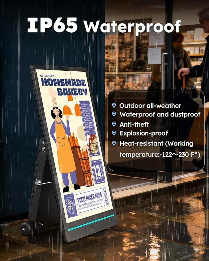 55-inch Rechargeable Portable FHD Outdoor Digital Signage Displays, IP65 - Image 4