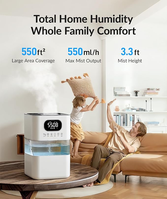 AreShark Humidifier Large Room, 2.2 Gal/8.5L Cool Warm Mist Air Humidifiers - Image 2