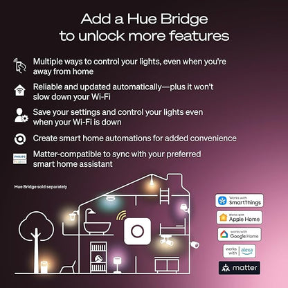 Philips Hue Smart LED A19 Bulb 2-Pack, E26 Base, Full Spectrum Light - Image 9