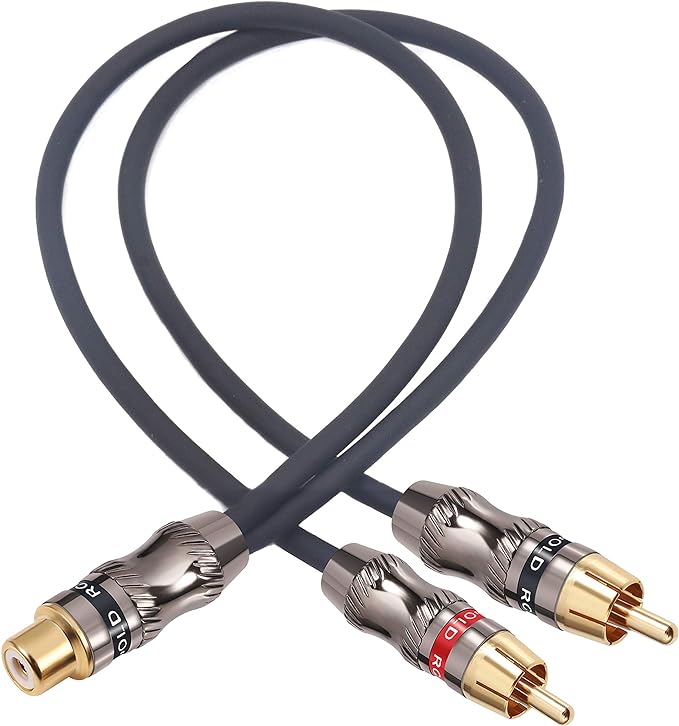 Devinal RCA/Phono Splitter Cable RCA Female to Dual Male Gold Plated Adapter by Devinal