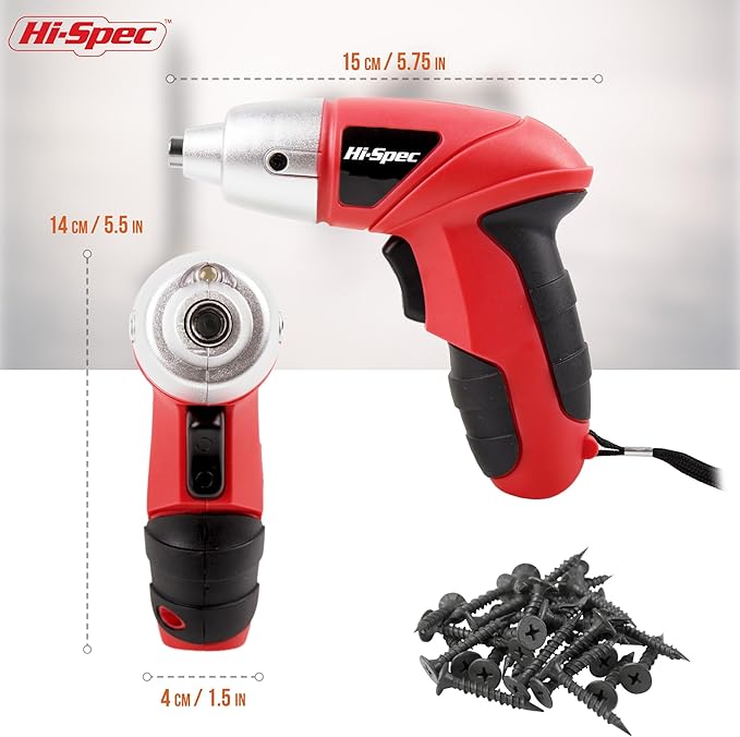 Hi-Spec 27pc 3.6V Red Small Power Electric Screwdriver Set. Cordless & - Image 4