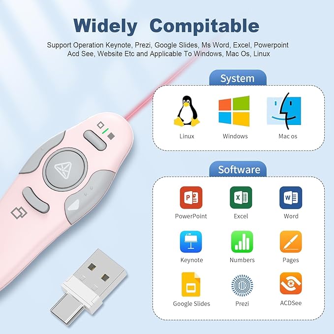QUI Presentation Clicker Wireless Presenter Remote Clicker - Image 6