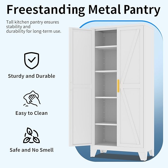 71" Tall Pantry Cabinet, Kitchen Pantry Storage Cabinets - Image 6